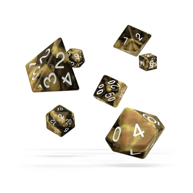 RPG Würfelset Gemidice, gelb-schwarz (7 Stück)
