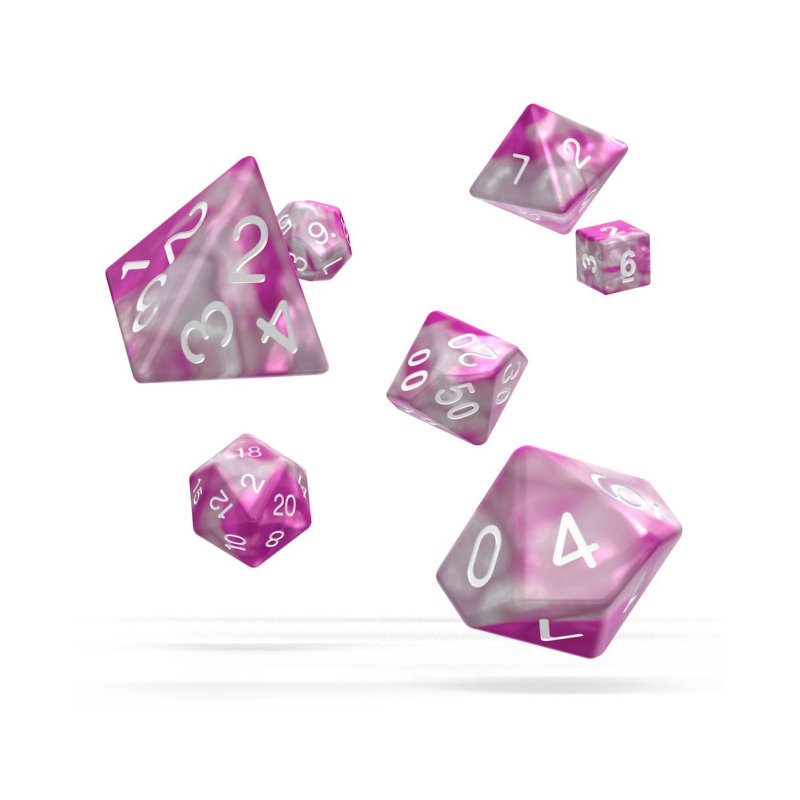 RPG Würfelset Gemidice, rosa-weiß (7 Stück)